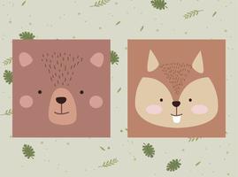 cute bear and chipmunk vector