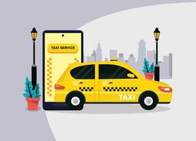 cellphone and taxi service vector