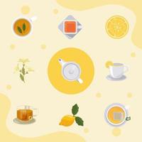 nine tea drink icons vector