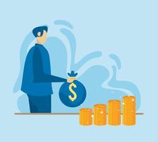 businessman with money bag vector