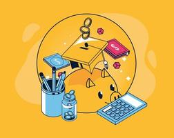 education loans piggy and calculator vector