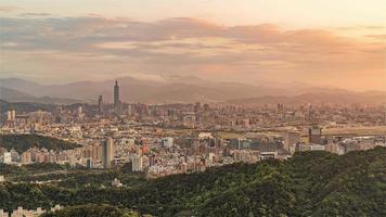4K Timelapse Sequence of Taipei, Taiwan - Wide angle view of Taipei's downtown from the Mountains video