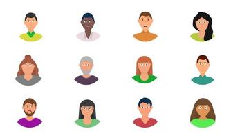 conjunto de avatares de personas. imágenes de diferentes hombres y mujeres. vector