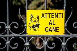 Warning sign for guard dog photo