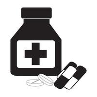 Antibiotic bottle and medicine capsule illustration, flat style vector