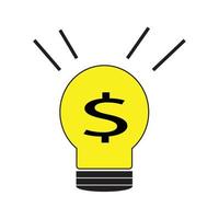 Vector illustration of business innovation icon. a yellow bar light bulb with a dollar sign in the center