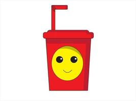 gráfico vectorial de ilustración de botella de bebida roja con emoticono sonriente, bueno para alimentos y bebidas, etc. vector