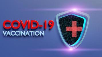 Covid-19 vaccination concept with shield. 3D Rendering photo