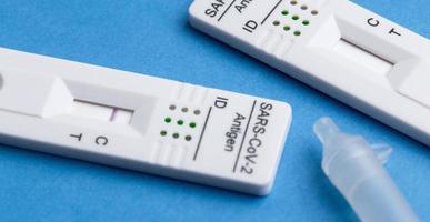 Negative test result by using rapid test device for COVID-19. photo