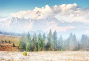 View of mountain peaks in spring photo