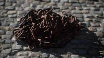 Vintage rusty hand-made iron chain video