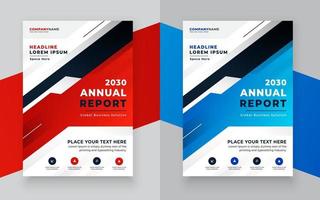 Geometric abstract red business annual report flyer template design vector