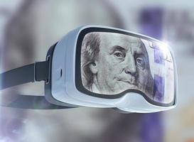 gafas de realidad virtual, negocios, tecnología, internet y concepto de redes foto