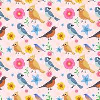 Spring Bird Seamless Pattern vector
