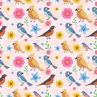 Spring Bird Seamless Pattern vector