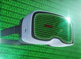 gafas de realidad virtual, hacker futurista, tecnología de Internet y concepto de red foto