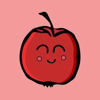 apple smiling. laughing apple cartoon icon. doodle vector illustration of red apple