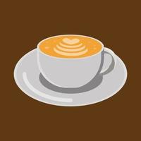 White cup of coffee latte tulip, 3d realistic vector style. Side view. Vector Isolated. Latte art barista.