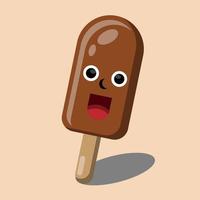 Vector chocolate popsicle on stick character Isolated on light brown background