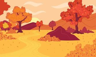 Colored autumn background with trees Vector