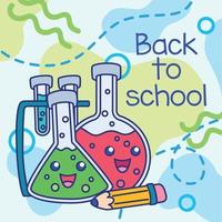 Colored back to school poster happy chemistry characters Vector