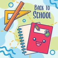 Colored back to school poster math class Happy book character Vector