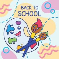 Colored back to school poster happy art brushes Vector