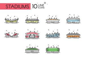 Set of different stadium icons side view Vector