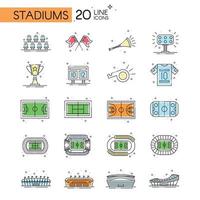 Set of sport stadiums and equipment icons Vector