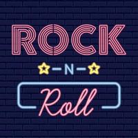 Colored neon poster rock and roll club signboard Vector