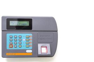 finger scan and card reader unit isolate on white background photo