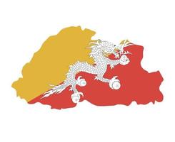 bhután bandera nacional asia emblema mapa icono vector ilustración diseño abstracto elemento