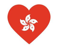 Hong Kong Flag National Asia Emblem Heart Icon Vector Illustration Abstract Design Element