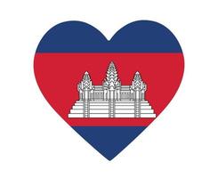 Cambodia Flag National Asia Emblem Heart Icon Vector Illustration Abstract Design Element