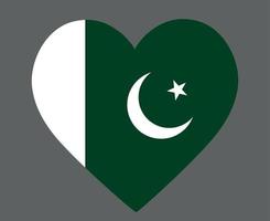 Pakistan Flag National Asia Emblem Heart Icon Vector Illustration Abstract Design Element