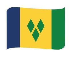 Saint Vincent and the Grenadines Flag National North America Emblem Ribbon Icon Vector Illustration Abstract Design Element