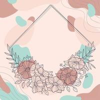 Colored cute watercolor floral frame outline Vector