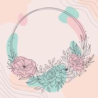 círculo coloreado lindo acuarela marco floral vector