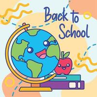 Colored back to school poster geography class happy globe character Vector