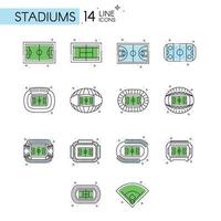 Set of different aerial view of sport fields and stadiums Vector