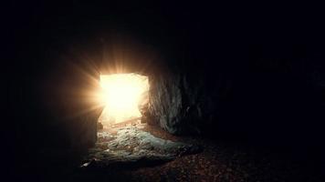 sun beams in stone cave video