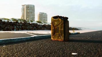 old metal fuel canister on beach parking video