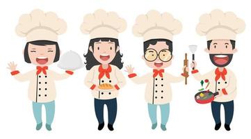 chef cooking  character vector set