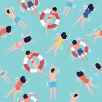 Peoples swimming summer seamless pattern vector