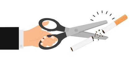 businessman hand  holding scissors with Cigarette