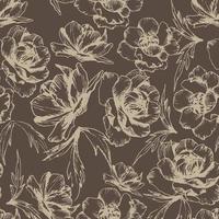 Botanical vector seamless pattern with hand-drawn globe flowers in brown color. All elements are isolatet for easier editing. Texture for ceramic tile, wallpapers, wrapping gifts, textile print.