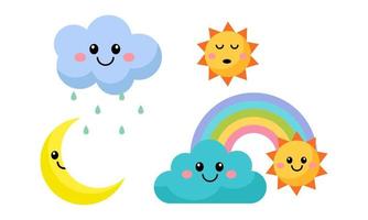 colorful weather icons funny cartoon vector