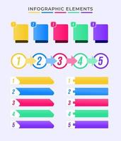 Infographics Set Elements Kit Bullet Five Point Icon Vector Illustration for Presentation Business Report or Graphic Element