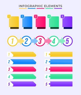 Infographics Set Elements Kit Bullet Five Point Icon Vector Illustration for Presentation Business Report or Graphic Element
