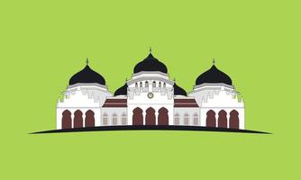 Grand Mosque Vector Illustration on  Solid Color Background